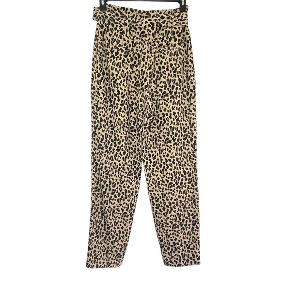 Zara High Waisted Leopard Print Belted Trousers/Pants Size M - Picture 3 of 11